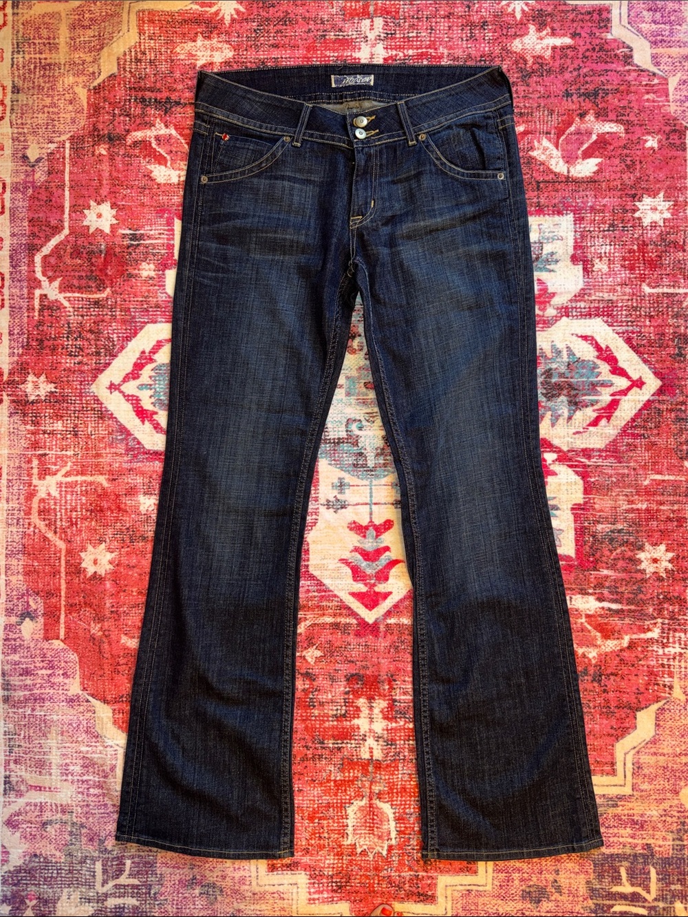 Hudson Low-Rise Dark Wash Flap Pocket Boot Cut Jeans Women’s Size 32 - Picture 4 of 10
